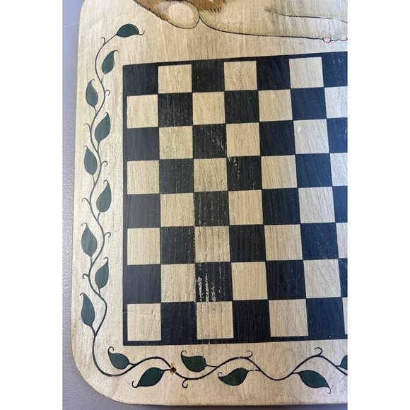 Handcrafted Wood Checkerboard with 2 Pegs Judy Phipps Easter Rabbit Wall Hanging - Picture 9 of 11
